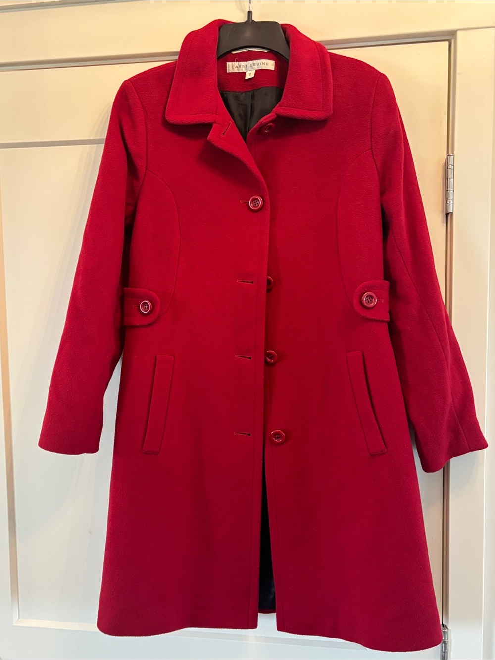 Larry Levine Red Wool-Blend Pea Coat